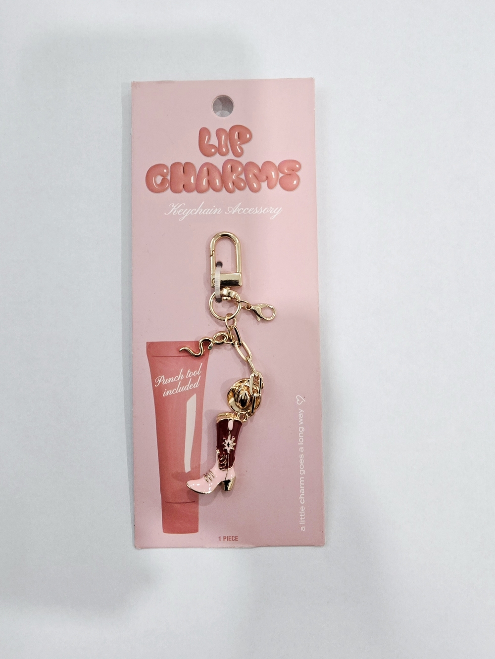 Lip Charms Pink Cowboy Boot Keychain